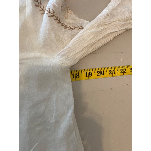 Xhilaration Womens Boho Embroidered White Tunic Dress Top Long Sleeve Medium - Picture 6 of 9